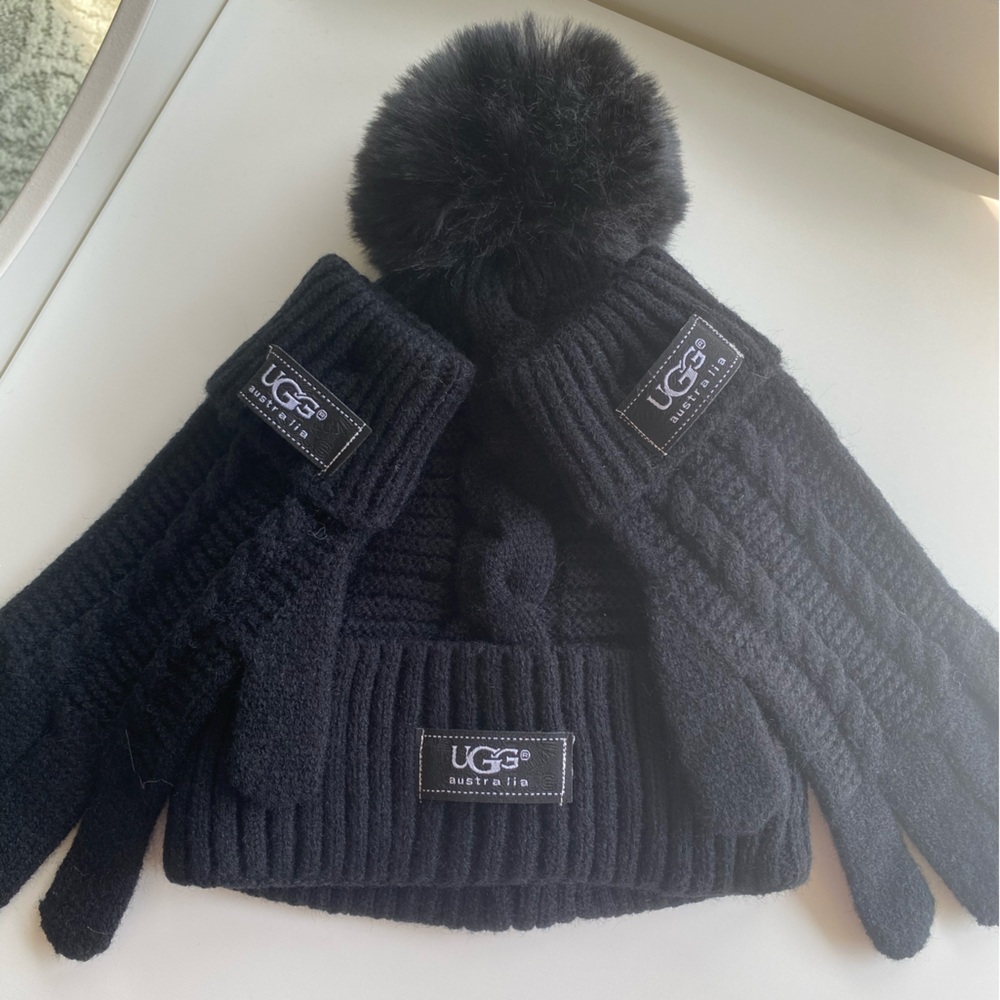 UGG Black Knit Winter Accessories Set